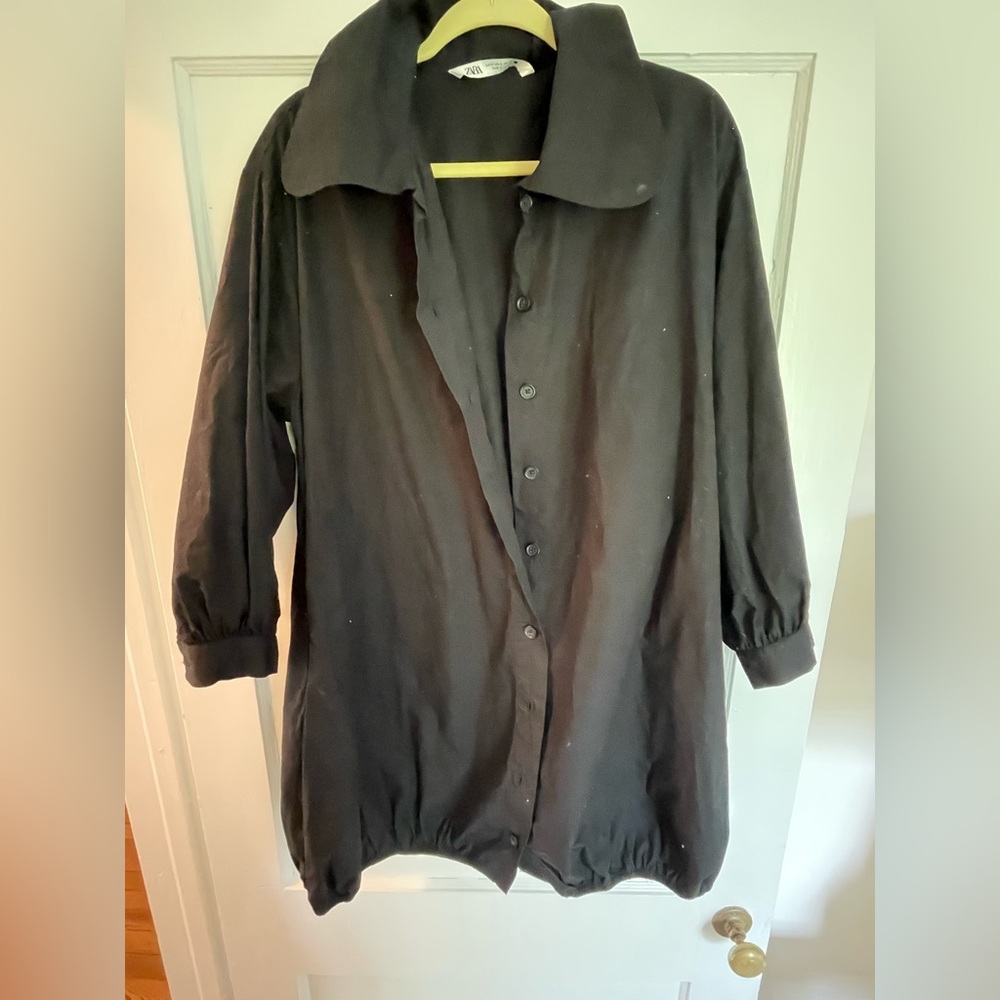 black size small zara shirt dress with bubble hem size small